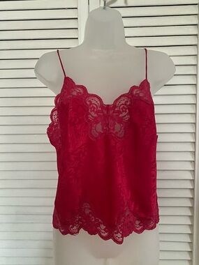 Vintage Red Lace Trim Camisole